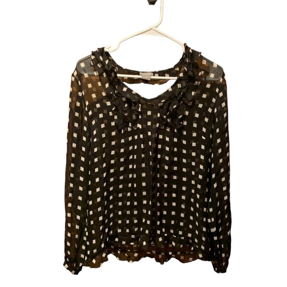 Ann Taylor Sheer Silk Blouse in Black Size 6